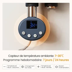 EMKE Radiateur Sèche-Serviettes Électrique 1599x500 mm, Gris Anthracite 1000W, WiFi, Modes Intelligents, IPX4* Sèche-Serviettes Électrique