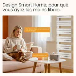 EMKE Radiateur Sèche-Serviettes Électrique 1599x500 mm, Blanc 1000W, WiFi, Modes Intelligents, Détection Fenêtre* Sèche-Serviettes Électrique