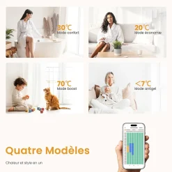 EMKE Radiateur Sèche-Serviettes Électrique 1599x500 mm, Blanc 1000W, WiFi, Modes Intelligents, Détection Fenêtre* Sèche-Serviettes Électrique