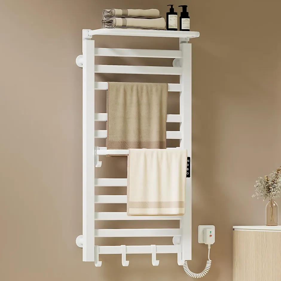 EMKE Radiateur sèche-serviettes électrique salle de bain 100 x 50 cm, température constante intelligente, 280 W, blanc brillant* Sèche-Serviettes Électrique
