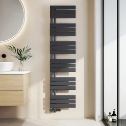 EMKE Radiateur Sèche-Serviettes à Eau Chaude, Connexion Latérale Design Plat Anthracite 1599x400mm 718W* Sèche-Serviettes Eau Chaude