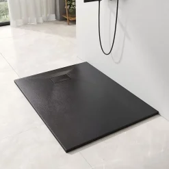 EMKE Receveur de douche receveur de douche plat antidérapant SMC receveur de douche à découper, 120x90cm, Noire