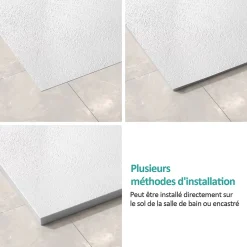 EMKE Receveur de douche receveur de douche plat antidérapant SMC receveur de douche à découper, 140x90cm, Blanc* Receveur De Douche