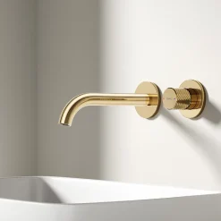 EMKE Robinet de Salle de Bain Modulaire,281x140x65mm,Corps en Laiton, Or Champagne,Mitigeur de lavabo mural,Cartouche en Céramique