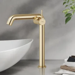 EMKE Robinet de Salle de Bain Or Champagne, 332x220x76 mm, Laiton, Cartouche Céramique, Mitigeur de Lavabo, Installation Facile* Robinet Lavabo Et Vasque