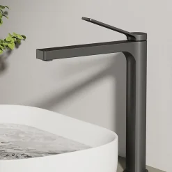 EMKE Robinet Lavabo Salle de Bain 335x233x46 mm Anthracite, Mitigeur en Cuivre, Robinet de Cuisine, Cartouche Céramique* Robinet Lavabo Et Vasque