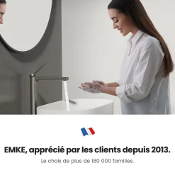 EMKE Robinet Lavabo Salle de Bain 335x233x46 mm Anthracite, Mitigeur en Cuivre, Robinet de Cuisine, Cartouche Céramique* Robinet Lavabo Et Vasque