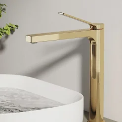 EMKE Robinet Lavabo Salle de Bain 335x233x46 mm Or Champagne, Mitigeur en Cuivre, Robinet de Cuisine , Cartouche Céramique* Robinet Lavabo Et Vasque