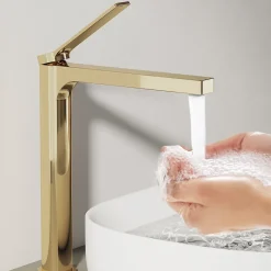 EMKE Robinet Lavabo Salle de Bain 335x233x46 mm Or Champagne, Mitigeur en Cuivre, Robinet de Cuisine , Cartouche Céramique* Robinet Lavabo Et Vasque