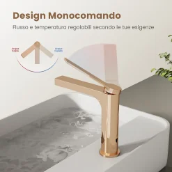 EMKE Robinet Salle de Bain Or Rose, 195x173x46 mm, Cartouche Céramique, Cuivre, Mitigeur de lavabo, Connexion 90 mm* Robinet Lavabo Et Vasque