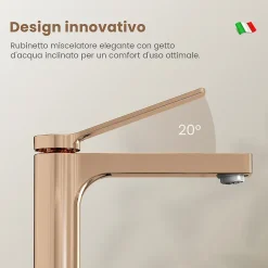 EMKE Robinet Salle de Bain Or Rose, 195x173x46 mm, Cartouche Céramique, Cuivre, Mitigeur de lavabo, Connexion 90 mm* Robinet Lavabo Et Vasque
