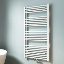 EMKE Sèche-serviette eau chaude, Radiateur sèche-serviettes raccordement central Blanc 120x60cm 598Watts* Sèche-Serviettes Eau Chaude
