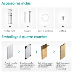 EMKE Sèche-serviette eau chaude, Radiateur sèche-serviettes raccordement central Blanc 120x60cm 598Watts* Sèche-Serviettes Eau Chaude