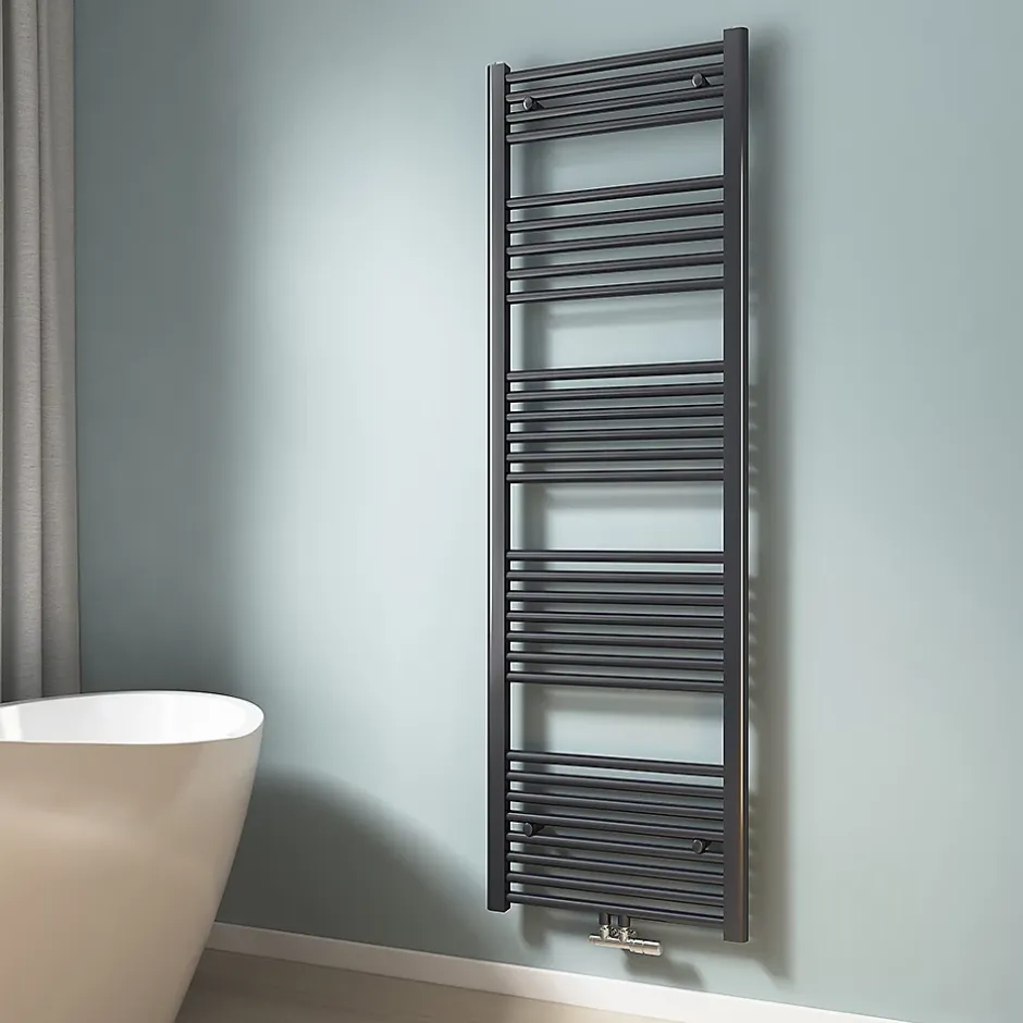 EMKE Sèche-serviette eau chaude, Radiateur sèche-serviettes raccordement central Anthracite 75x40cm 244Watts
