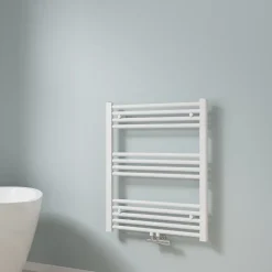 EMKE Sèche-serviette eau chaude, Radiateur sèche-serviettes raccordement central Blanc 75x60cm 337Watts