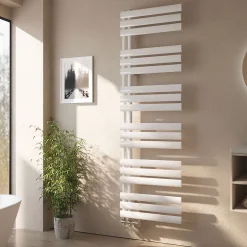 EMKE Sèche-serviette eau chaude à raccord latéral, radiateur sèche-serviettes blanc 174 x 50 cm, 683 W* Sèche-Serviettes Eau Chaude