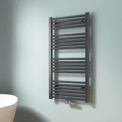 EMKE Sèche-serviette eau chaude, Radiateur sèche-serviettes raccordement central Anthracite 100x50cm 427Watts