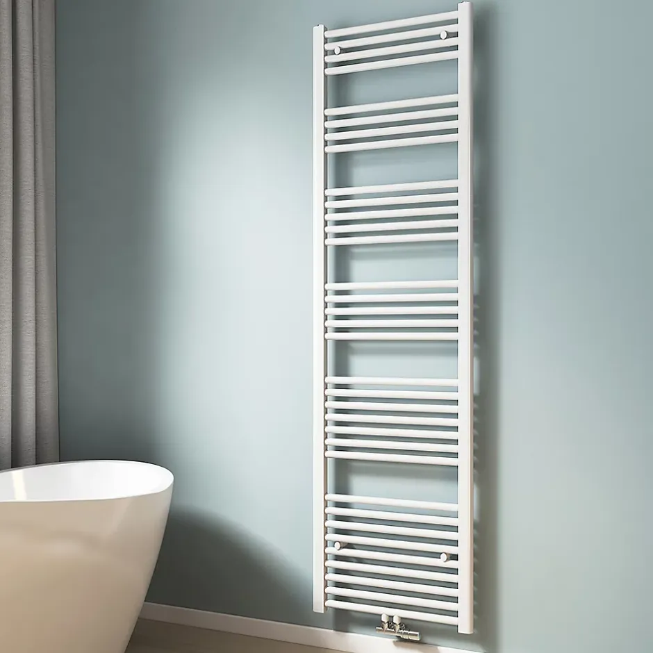 EMKE Sèche-serviette eau chaude, Radiateur sèche-serviettes raccordement central Blanc 180x50cm 739Watts* Sèche-Serviettes Eau Chaude
