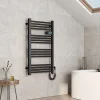 EMKE Sèche-serviette électrique Aluminium Commande tactile Température réglable - 960 x 540 mm Noir 500W