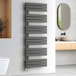 EMKE Sèche-serviettes à Eau Chaude Panneau Plat, Sèche-serviettes connexion latérale pour, Anthracite 1599x600mm 1005Watts