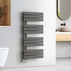 EMKE Sèche-serviettes à Eau Chaude Panneau Plat, Sèche-serviettes connexion latérale pour, Anthracite 1041x500mm 555Watts* Sèche-Serviettes Eau Chaude