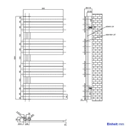 EMKE Sèche-serviettes à Eau Chaude Panneau Plat, Sèche-serviettes connexion latérale pour, Anthracite 1041x500mm 555Watts* Sèche-Serviettes Eau Chaude
