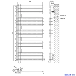 EMKE Sèche-serviettes à Eau Chaude Panneau Plat, Sèche-serviettes connexion latérale pour, Anthracite 1320x600mm 838Watts* Sèche-Serviettes Eau Chaude