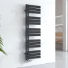 EMKE Sèche-serviettes à Eau Chaude Panneau Plat, Sèche-serviettes connexion latérale pour, Noir 1320x400mm 570Watts