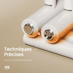 EMKE Sèche-Serviettes à Eau Chaude Design Rond, Chauffe-Serviettes Mural Blanc 1660x600mm 1075W* Sèche-Serviettes Eau Chaude