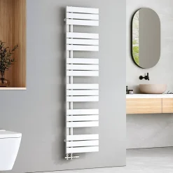 EMKE Sèche-serviettes à Eau Chaude Panneau Plat, Sèche-serviettes connexion latérale pour, Blanc 1599x400mm 684Watts* Sèche-Serviettes Eau Chaude