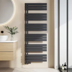 EMKE Sèche-Serviettes à Eau Chaude Design Plat, Radiateur Salle de Bain Anthracite 1599x600mm 1005W
