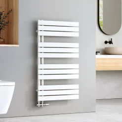 EMKE Sèche-serviettes à Eau Chaude Panneau Plat, Sèche-serviettes connexion latérale pour, Blanc 1041x600mm 639Watts