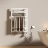 EMKE Sèche-serviettes électrique avec thermostat 75 x 50 cm, radiateur de salle de bain incurvé,blanc brillant, 300 watts
