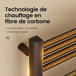 EMKE Sèche-Serviettes Électrique 750 x 400 mm,Porte-serviettes de salle de bain avec interrupteur tactile et minuterie,Noir,180W* Sèche-Serviettes Électrique