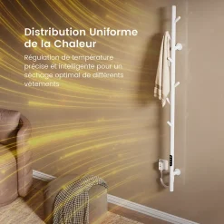 EMKE Sèche-serviettes électrique WiFi Pure, blanc brillant, 150 x 12,5 cm, température réglable, minuterie* Sèche-Serviettes Électrique