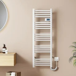 EMKE Sèche-Serviettes Électrique 1200 x 400 mm,Porte-serviettes de salle de bain avec interrupteur tactile et minuterie,Blanc,450W* Sèche-Serviettes Électrique