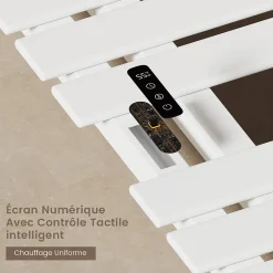 EMKE Sèche-Serviettes Électrique de salle de bain 1000 x 500 mm, Porte-serviettes chauffant électrique, Blanc 350W* Sèche-Serviettes Électrique