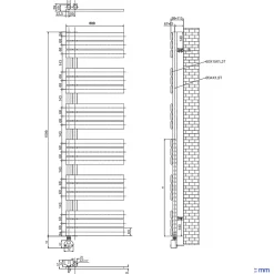 EMKE Sèche-Serviettes Électrique avec élément chauffant thermostat, baguette chauffante minuterie, Anthracite 1599x600mm 1000W* Sèche-Serviettes Électrique