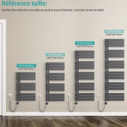EMKE Sèche-Serviettes Électrique avec élément chauffant thermostat, baguette chauffante minuterie, Anthracite 1599x600mm 1000W* Sèche-Serviettes Électrique