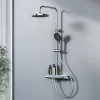 EMKE Système de Douche avec Thermostat, Chrome, Éclairage LED, Douche à Effet Pluie, 3 Modes de Jet, Bec de Sortie Inférieur* Colonne De Douche Thermostatique