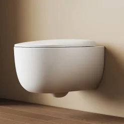 EMKE Toilettes Suspendue 555x365x355 mm Blanc Brillant, Design Sans Bord, Abattant à Fermeture Douce et Démontage Facile