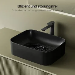EMKE Vasque à Poser 505 x 380 x 150 mm, Lavabo Rectangulaire en Céramique pour Salle de Bain, Coins Arrondis R, Gris Foncé Mat* Vasque À Poser