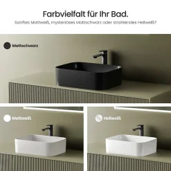 EMKE Vasque à Poser 505 x 380 x 150 mm, Lavabo Rectangulaire en Céramique pour Salle de Bain, Coins Arrondis R, Gris Foncé Mat* Vasque À Poser