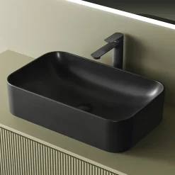 EMKE Vasque à Poser 610 x 380 x 150 mm, Lavabo Rectangulaire en Céramique pour Salle de Bain, Coins Arrondis R, Gris Foncé Mat* Vasque À Poser
