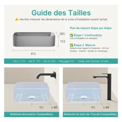 EMKE Vasque à Poser 610 x 380 x 150 mm, Lavabo Rectangulaire en Céramique pour Salle de Bain, Coins Arrondis R, Gris Foncé Mat* Vasque À Poser