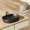 EMKE Vasque à Poser Ovale, 600 x 415 x 135 mm, Lavabo en Céramique de Salle de Bain, Noir Mat* Vasque À Poser