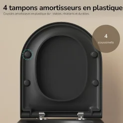 EMKE WC Suspendu Noir Mat en Céramique, Sans Bord, Double Chasse, Abattant UF Amovible Frein de Chute 360x365x490 mm* Wc Suspendu