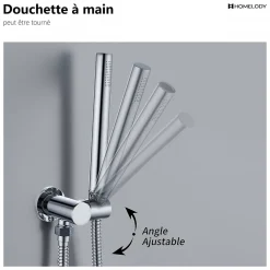 Homelody Encastré Colonne de Douche Thermostatique Système de Douche Rond Grande Douche de Tête Set de Douche Encastrée en Laiton Chromé* Colonne De Douche Encastrable