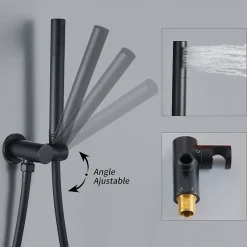 Homelody Encastré Ensemble de Douche Thermostatique Colonne de Douche Noir Système de douche Corps en Laiton* Colonne De Douche Encastrable