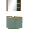 kleankin Ensemble 2 meubles salle de bain - meuble sous-vasque suspendu, armoire murale miroir - aspect bois clair vert